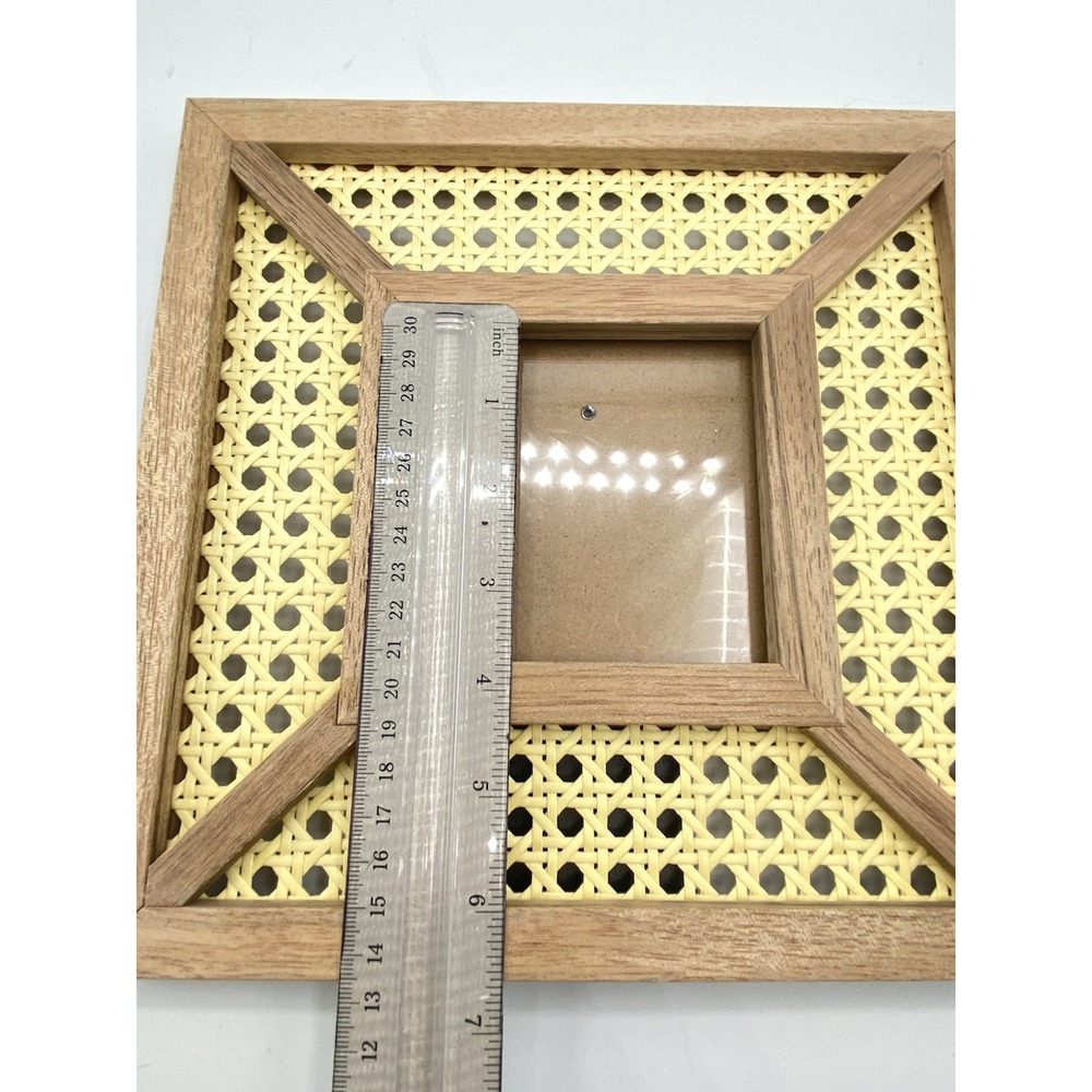 Tommy Bahama Cane Rattan Wood Caning Square Picture Frame Photo 4x4 / 9x9 - Picture 5 of 10